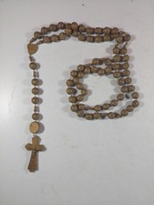 Antique French Wooden Rosary Beads & Crucifix 