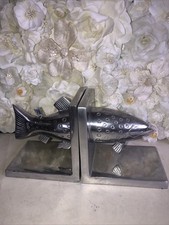 Modern Unique Shiny Aluminum Rainbow Trout Fish  Bookends