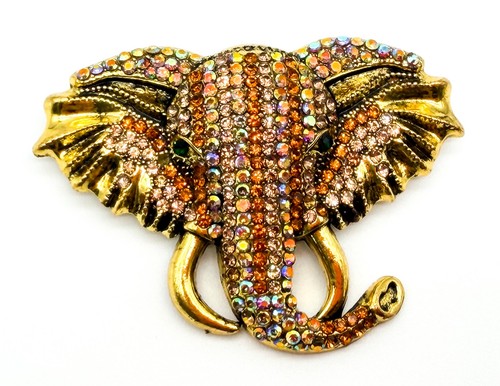 Vintage elephant head brooch - elephant,