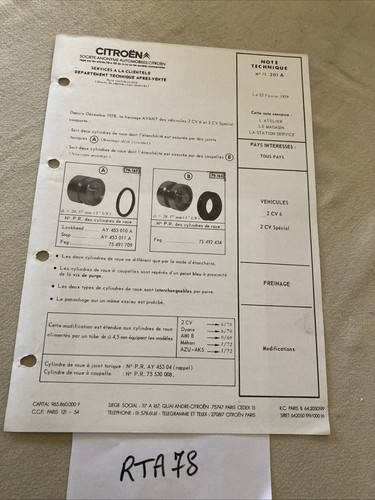 Citroën note information 1979 - citroën,