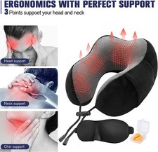 2025 Travel Pillow Set Memory Foam Neck Support Head Cushion for Airplane Car