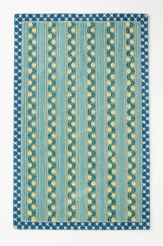 Floral striped rug hand tufted - rug, hand-tufted