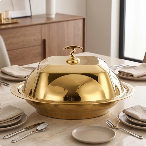Round stainless steel platter - round,