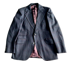 Alexandre Oxford St Blazer Jacket Men 38R Milium Lining Wool Navy Purple Check