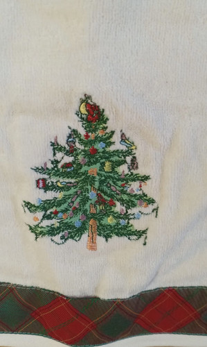 Hand towel red tartan cotton - towel,