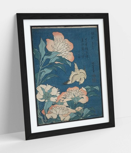 Hokusai peonies and canary - hokusai,,