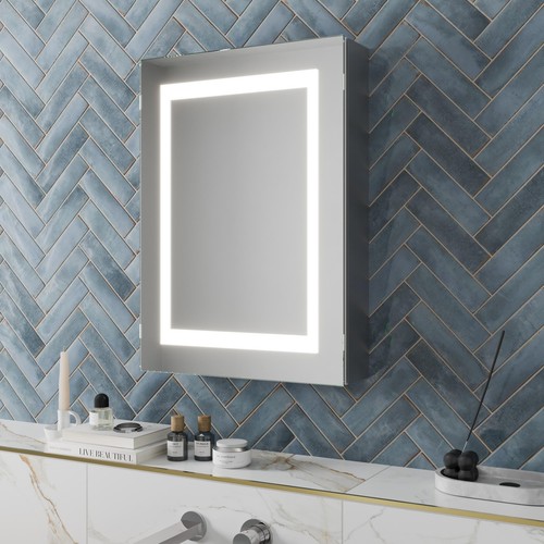 Led aluminium mirror cabinet - aluminium,