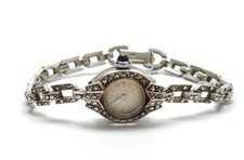 Vintage Cocktail Watch Marcasite Ladies Ciro Wristwatch 925 Sterling Silver 17g