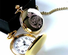 ROYAL TANK REGIMENT 24k Gold Clad POCKET WATCH & CHAIN RTR LUXURY GIFT CASE ARMY