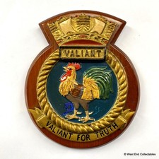 Old HMS Valiant Royal Navy Ship Plaque Shield Crest Badge Tampion C