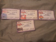 Vintage Alton Towers 1995 Ticket Stubs x 4 - used tickets