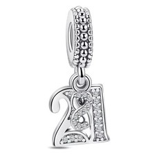 21st Birthday Charm For Charm Bracelet/necklace Genuine 925 Sterling Silver