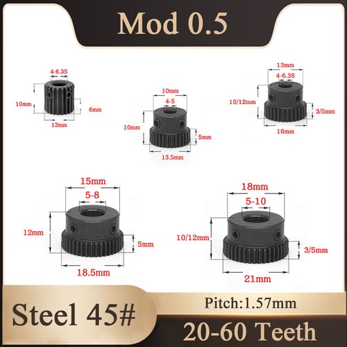 Spur gears mod pinion - gears, 0.5