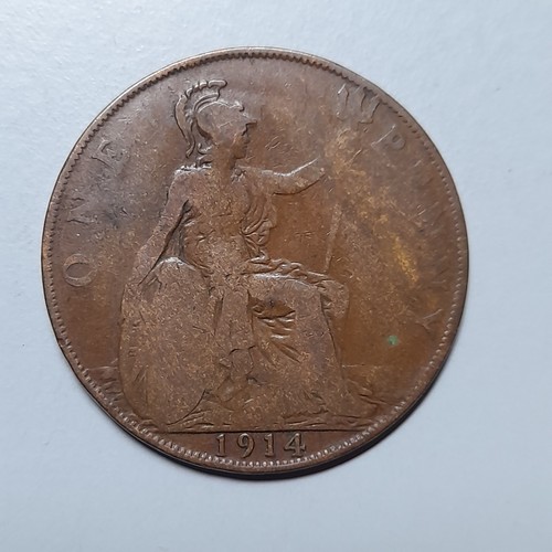 1914 one penny - one, coin