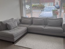 4 Seater Corner Sofa In Grey with storage foot stool 