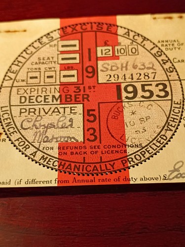 1953 vintage tax disc private - vintage,