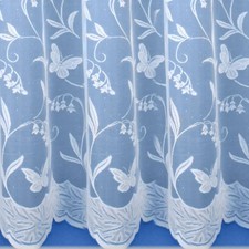 Butterfly Net Curtain – White Lace Window Panel Sold By The Metre (27" to 108")