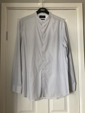 M&S Mens Long Sleeve Collarless Shirts Cotton Slim Fit Size L - new without tags