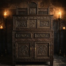 Rare Hand Carved Oak Jacobean