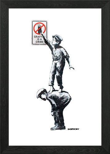 Banksy framed wall art poster - framed,