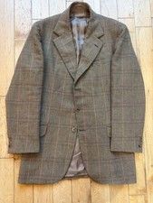 Gieves & Hawkes Savile Row Bespoke Handmade Russell Check Tweed Jacket 1977 40 L