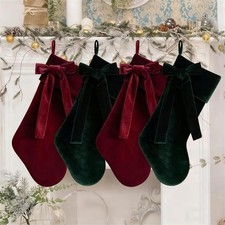 20In Velvet Christmas Stocking with Large Decorative Bow Luxury Velvet Stocking