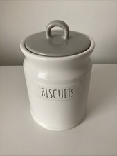 White Grey Biscuit Jar Canister Barrel from The Range