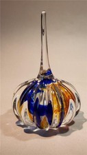 Selkirk  Art Glass  Scotland Paperweight  clear & Blue  1993  signed 10 cm tall
