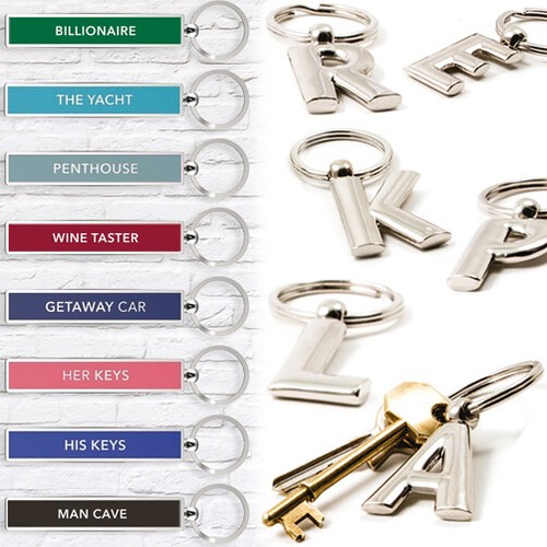 Metal keyring alphabet charm - metal,