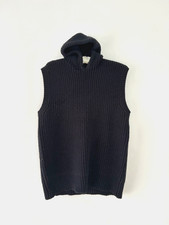 Zara Jumper Women's Black Hooded Sleeveless With Wool Chunky Size S