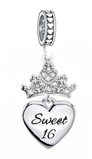 CLOSING DOWN SALE, New Sterling Silver '16th Birthday - Sweet 16' Dangle Charm