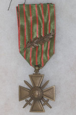 ORIGINAL WW1 FRANCE FRENCH CROIX DE GUERRE CROSS MEDAL 1916 PLUS PALM #4