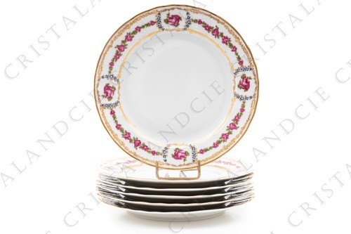 Six roses limoges dessert - roses, de