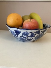 Heavy Blue And White Fruit Bowl