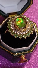 Ammonite/ Tsavorite Garnet/Zircon  Gold Vermeil Ring.  Size P. Stunning Piece.