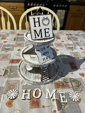 Nice 3 Tier Shabby Chic Wooden Display Tray Cake Stand With Decorations