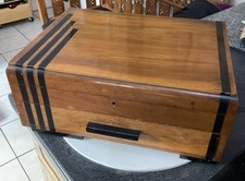 Vintage Deco EMPTY Cutlery Canteen Box Drawer Medium Wood Black Felt Interior ZX