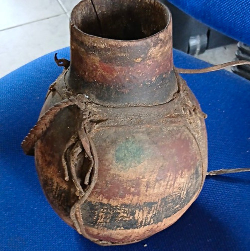 African carved gourd water - african,