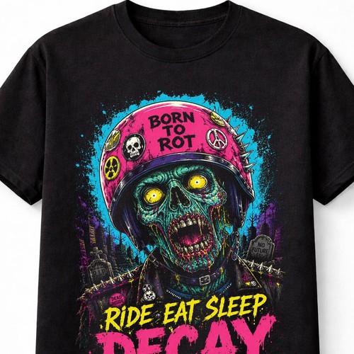 Decay punk zombie biker skull - punk,