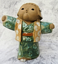 Large Vintage Hand made Signed Japanese Terracotta 10" figurine "Hugs & Kisses"