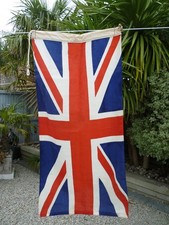 Union Jack Motor Boat Yacht Launch Flag Nautical Vintage  Rope Toggle 35"x 18"