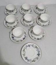 Royal Doulton Burgundy Tea Cups and Saucers X8 plus 2 spare saucers
