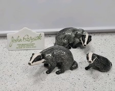 Beautiful Beswick badger family of 3 in perfect condition ﻿and in original boxes