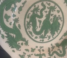A  Coal Port Kingsway Plate Decorated In Green Dragons