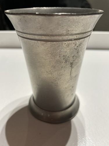 Vintage pewter beaker goblet - beaker,