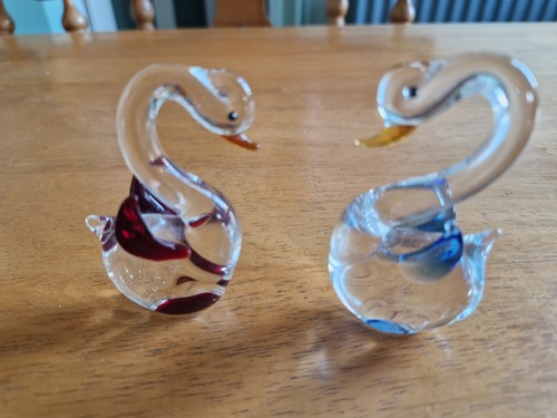 Glass swans ornaments - glass,