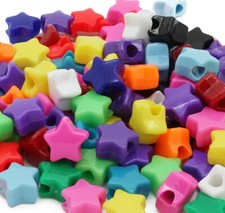 Opaque Stars Pony Beads Size app, 13mm  Mixed Colour / Single Colour