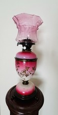 antique oil lamp,Hinks's No.2 Duplex burner،Victorian, Pink Opaline,vintage.51cm