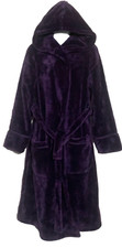 M&S Rosie LADIES 12-14 chunky fleece HOODED DRESSING GOWN bath robe GRAPE unworn