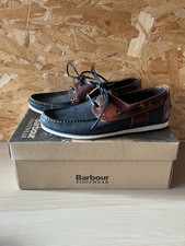 Mens Barbour Deck Boat Shoes Size Uk 8 EUR 42 Navy/ Brown Capstan Leather W/box